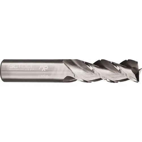 SC Tool 10423 Corner Radius End Mill: 1/2" Dia, 1-1/4" LOC, 0.1200" Radius, 3 Flute, Solid Carbide Bright/Uncoated