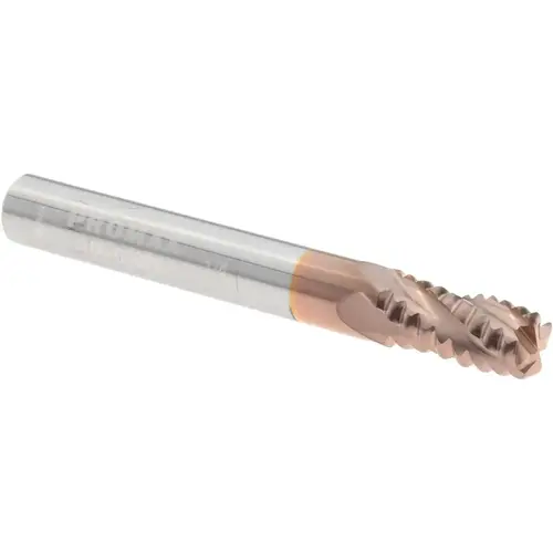 Roughing End Mill: 1/4" Dia, 4 Flutes, Single End TiCN