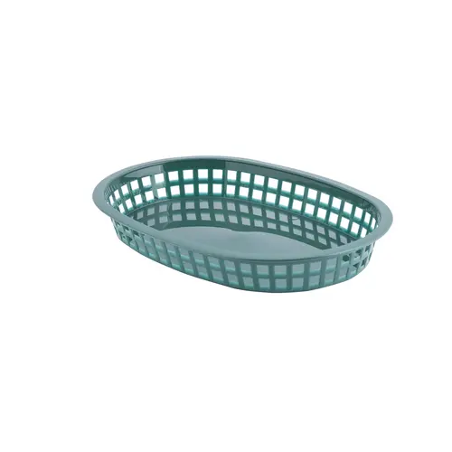 Tablecraft 10.5 Inch X 7 Inch X 1.5 Inch Chicago Oval Forest Green Platter Basket, 36 Each