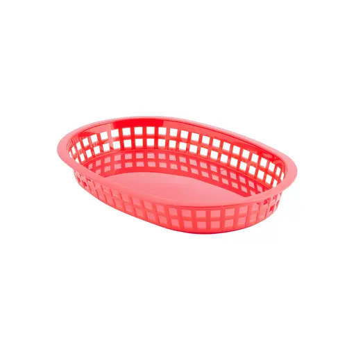 TABLECRAFT 1076R Tablecraft 10.5 Inch X 7 Inch X 1.5 Inch Red Plastic Oval Basket, 36 Each