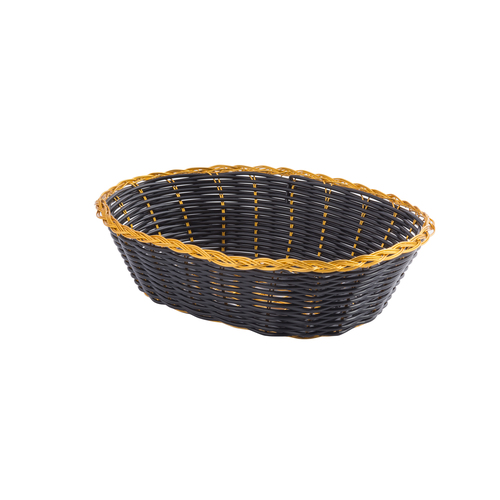 TABLECRAFT 975B Tablecraft 9 Inch X 6 Inch X 2.5 Inch Oval Black Vinyl Gold Basket, 12 Each