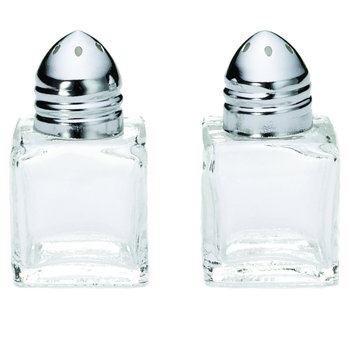 TABLECRAFT 30S&P Tablecraft .5 Ounce Cube Salt And Pepper Glass Chrome Top Shaker, 24 Each