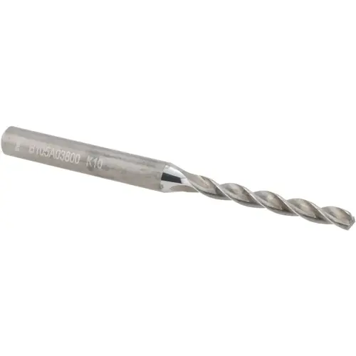 Kennametal 1199337 Jobber Drill: 3.80 mm Dia, 130 deg Point, Solid Carbide Bright/Uncoated