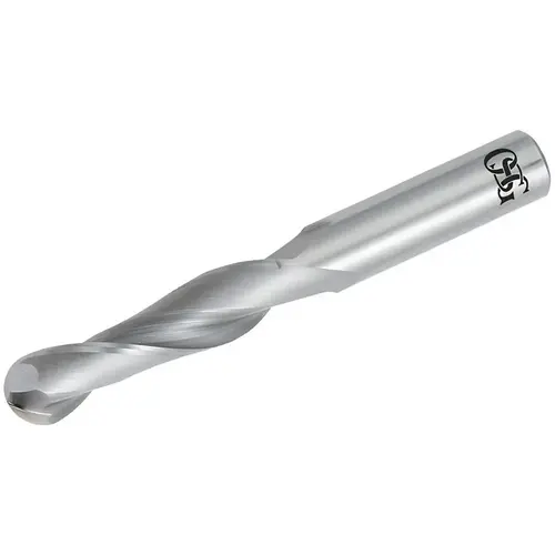OSG 462-4375-BN Ball End Mill: 0.4375" Dia, 2" LOC, 2 Flute, Solid Carbide Bright/Uncoated