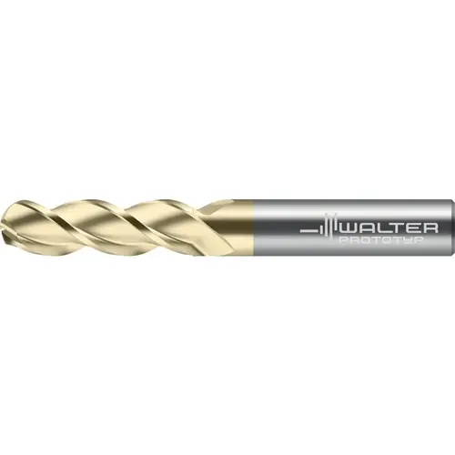 Walter-Prototyp 8418335 Ball End Mill: 1/8" Dia, 3/8" LOC, 3 Flute, Solid Carbide ZrN