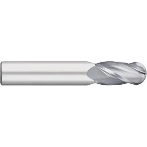 Ball End Mill: 0.0625" Dia, 0.25" LOC, 4 Flute, Solid Carbide Bright/Uncoated