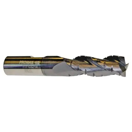 Roughing & Finishing End Mill: 3/4" Dia, 3 Flutes, 0.03" Corner Radius, Corner Radius End, Chipbreaker, Solid Carbide AlTiN