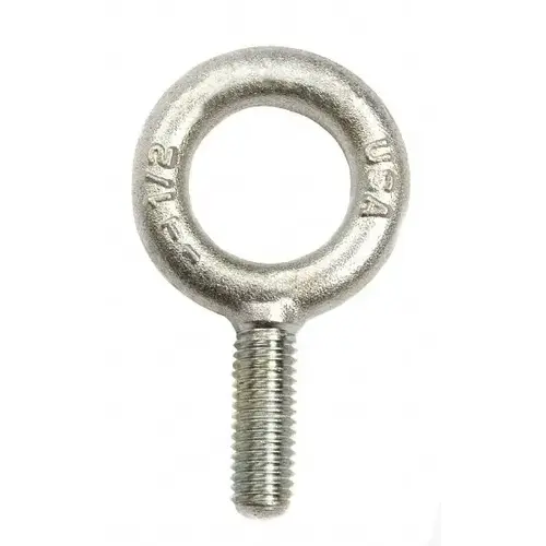 Gibraltar 08282 2 Fixed Lifting Eye Bolt: Without Shoulder, 3,500 lb Capacity, 5/8 Thread, Grade 316 Stainless Steel