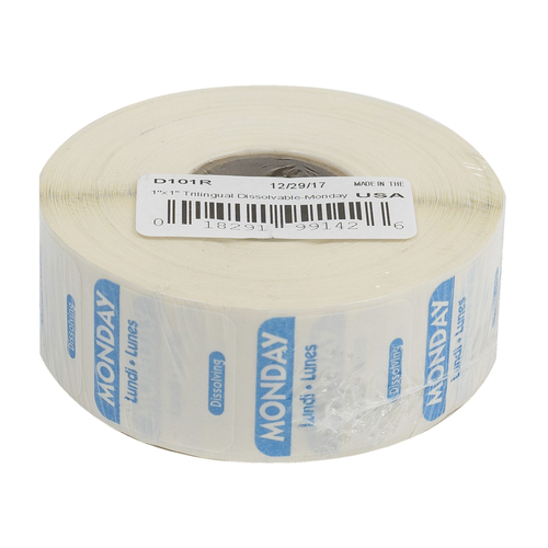 1X1 TRILINGUAL DISSOLVABLE LABELS MONDAY BLUE