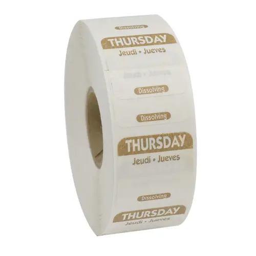 1X1 TRILINGUAL DISSOLVABLE LABELS THURSDAY BROWN