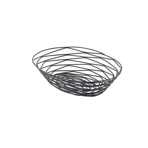 Tablecraft 9 Inch X 6 Inch X 2.25 Inch Black Metal Oval Basket, 6 Each