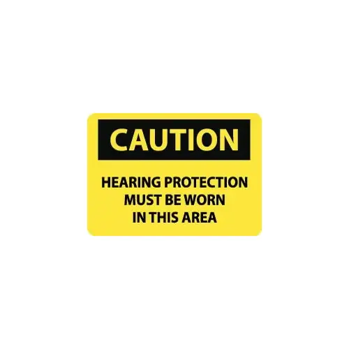 Accuform C393AB Sign: Rectangle, "Caution - Hearing Protection Must Be Worn in This Area"