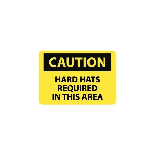 Accuform C392RB Accident Prevention Sign: Rectangle, "Caution, HARD HATS REQUIRED IN THIS AREA"