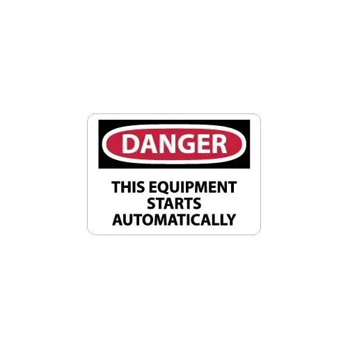Accuform D466P Accident Prevention Sign: Rectangle, "Danger, THIS EQUIPMENT STARTS AUTOMATICALLY"