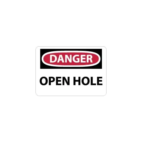 Sign: Rectangle, "Danger - Open Hole"