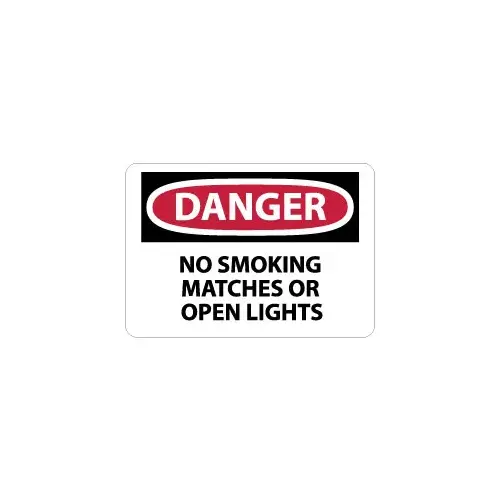 Accuform D457AB Sign: Rectangle, "Danger - No Smoking, Matches or Open Lights"