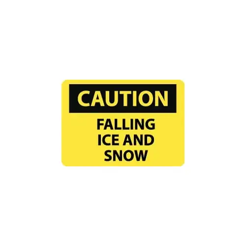 Accuform C380AB Sign: Rectangle, "Caution - Falling Ice and Snow"