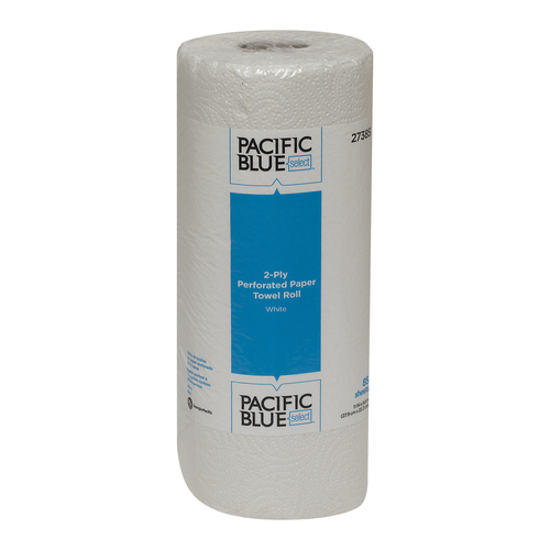 PACIFIC BLUE 27385 Pacific Blue Select 2-Ply Perforated Roll White Towel, 57.14 Square Foot