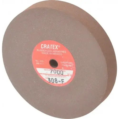 Cratex 308 F Surface Grinding Wheel: 3" Dia, 1/2" Thick, 1/4" Hole