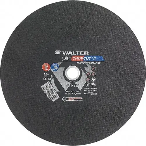WALTER Surface Technologies 10P143 Cut-Off Wheel: Type 1 (01/41), 14" Dia, Aluminum Oxide