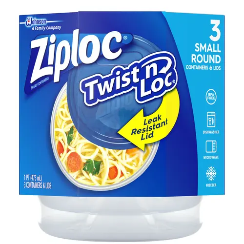 Twist 'n Loc 1 Pt. Clear Round Food Storage Container with Lids (3-Pack)