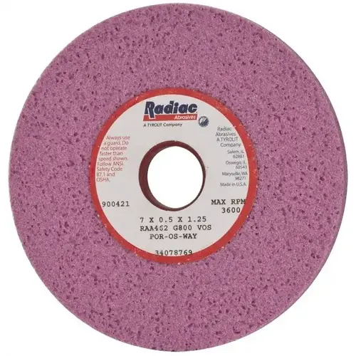 Radiac Abrasives 34078769-XCP2 Surface Grinding Wheel: 7" Dia, 1/2" Thick, 1-1/4" Hole, 46 Grit, G Hardness - pack of 2
