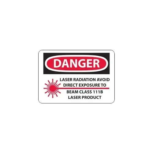Sign: Rectangle, "Danger - Laser Radiation - Avoid Direct Exposure to Beam - Class 111b Laser Product"