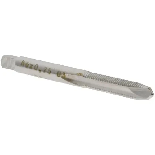Spiral Point Tap: M6x0.75 Metric Fine, 2 Flutes, Plug, High Speed Steel, Bright Finish