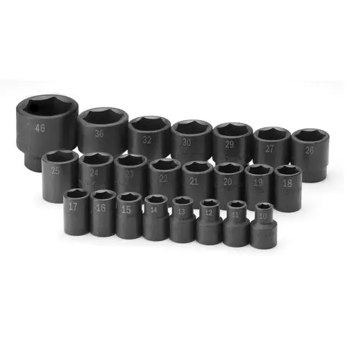 SK 4038 Impact Standard Socket Set :10 to 46 mm Socket, 6 Point, Black Finish