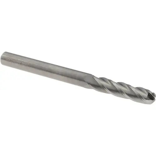 OSG 464-2500-BN Ball End Mill: 1/4" Dia, 1-1/8" LOC, 4 Flute, Solid Carbide Bright/Uncoated