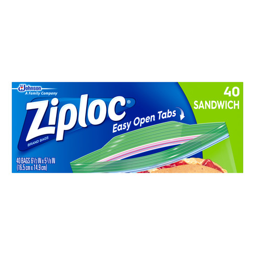 ZIPLOC 71139 Ziploc Sandwich Bag, 40 Count