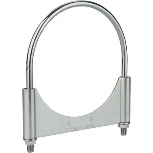 MSC U600T1 Round U-Bolt: Clamping Mount, 3/8-16 UNC, 1-1/2" Thread Length, for 6" Pipe, 6.17" Inside Width, Steel