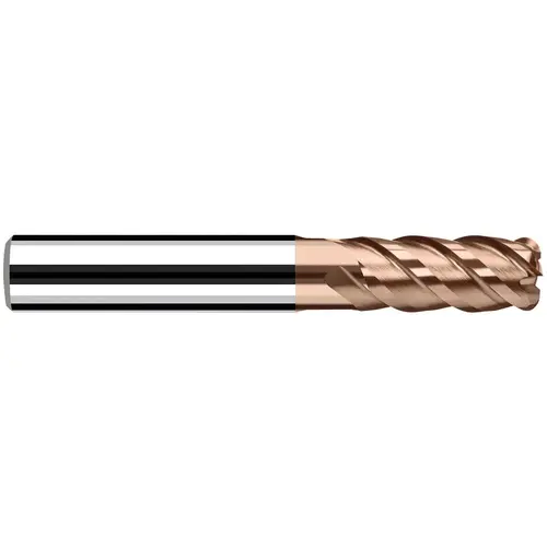 Fraisa H8507220 Corner Radius End Mill: 4 mm Dia, 11.00 mm LOC, 45 deg Helix, AlTiN Coated, Corner Radius End, Centercutting Series HX-RNVS