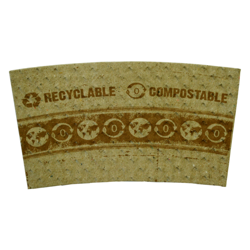 10-20 oz Hot Cup Sleeve - 100% PCW Paper - Compostable - Case of 1000
