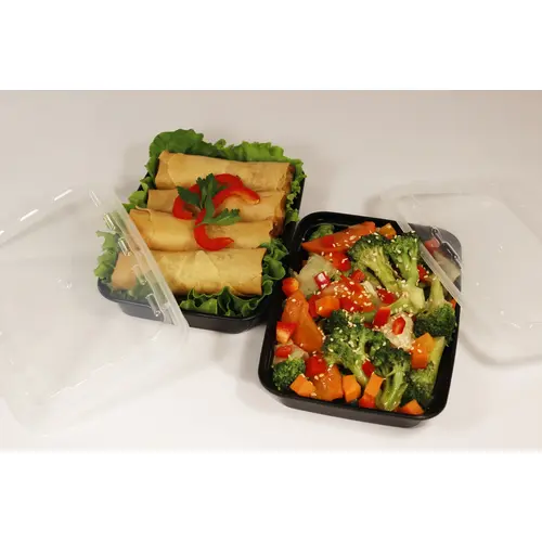 CUBEWARE CR-811B Cubeware 12 Ounce Rectangular Container Black Base With Clear Lid, 150 Set