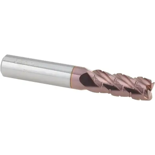 ProMax 120-02412 Roughing & Finishing End Mill: 3/8" Dia, 4 Flutes, 0.02" Corner Radius, Corner Radius End, Solid Carbide TiCN