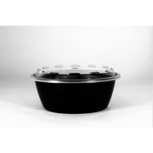 CUBEWARE CO-632B Cubeware 32 Ounce Round Container Black Base With Clear Vented Lid, 150 Set