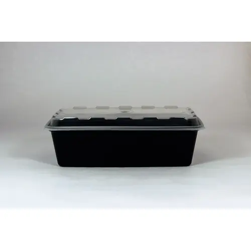 Cubeware 38 Ounce Rectangular Container Black Base With Clear Lid, 150 Set