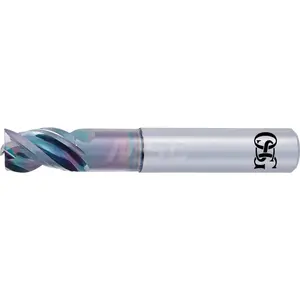 OSG 88300009 Square End Mill: 1/8 inch Dia, 1/4 inch LOC, 1/8 inch Shank Dia, 2-1/4 inch OAL, 3 Flutes, Solid Carbide