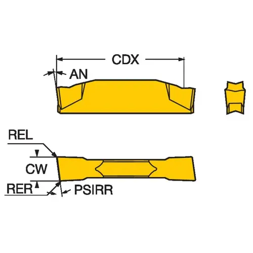 Sandvik Coromant 5741431-XCP10 Cutoff Insert: R123G203001001-CS 1125, Carbide, 3 mm Cutting Width - pack of 10