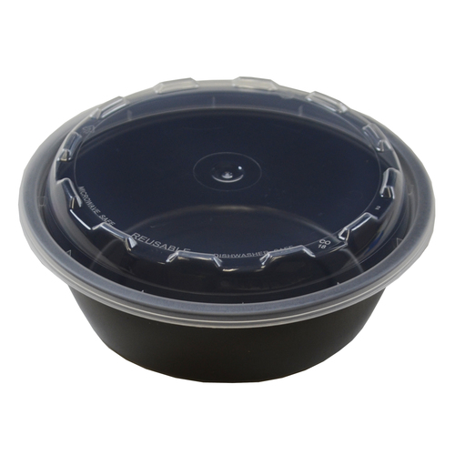 CUBEWARE CO-518B Cubeware 18 Ounce Round Container Black Base With Clear Lid, 150 Set
