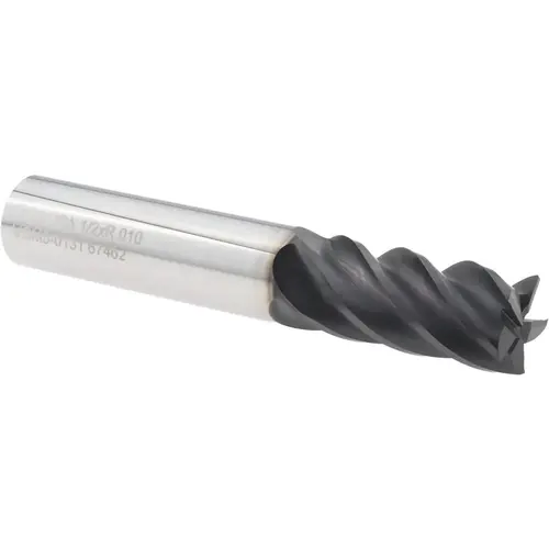 OSG VGM5-0131 Corner Radius End Mill: 1/2" Dia, 1" LOC, 0.0100" Radius, 5 Flute, Solid Carbide EXO