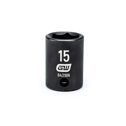GEARWRENCH 84316N Impact Socket: 3/8" Drive, 15mm Socket, Hex Drive