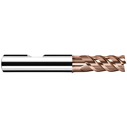 Fraisa H98604530 Corner Radius End Mill: 1/2" Dia, 1" LOC, 45 deg Helix, AlTiN Coated, Corner Radius End, Centercutting Series HX-NVS