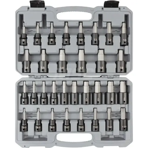 Tekton SIB92312 1/2 Inch Drive Hex/Torx Impact Bit Socket Set, 32-Piece (1/4-3/4 in., 6-19 mm, T30-T70)