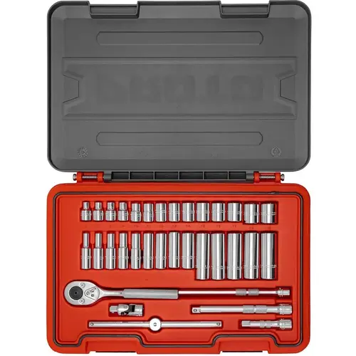 Proto J52234S Socket Set: 34 Pc, 5/16 to " Socket