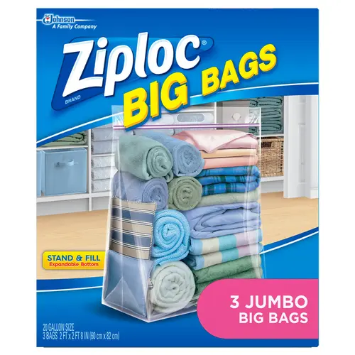 Big Bag 20 Gallon XXL Storage Bags (3-Count) Clear