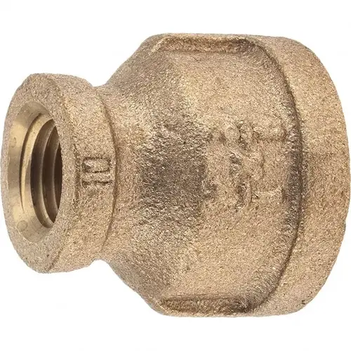 Brass Pipe Reducing Coupling: 1/2 x 1/4" Fitting, Threaded, FNPT x FNPT, Class 125