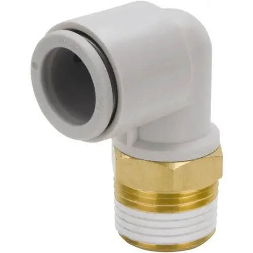 SMC PNEUMATICS KQ2L04-02AS Push-to-Connect Tube Fitting: Male Elbow, 1/4" Thread