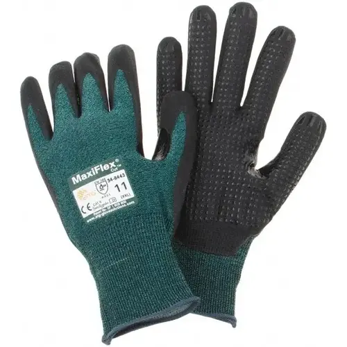 ATG 34-8443/XXL Cut-Resistant Gloves: Size 2X-Large, ANSI Cut A2, Nitrile, Series 34-8443